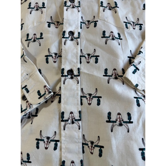 Panhandle Slim Shirt XL Men's All‎ Over Bull Skull Print White Western Rodeo - Picture 2 of 12